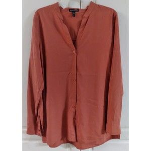 EILEEN FISHER Sandwashed Tencel Blouse Chutney Tunic Like Shirt Sz Petite Small